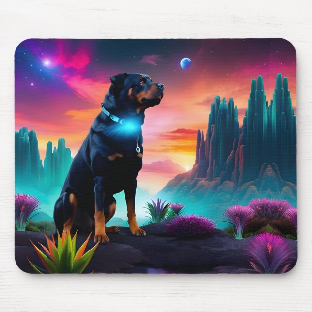 Rottweiler på en Alien World Musmatta (Framsidan)
