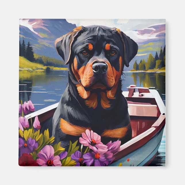 Rottweiler på en Paddle: En scen Äventyr Magnet (Framsidan)