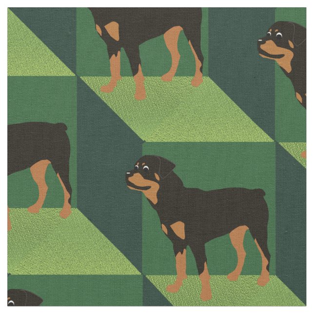 Rottweiler på Grönt Cubes Tyg (Närbild)