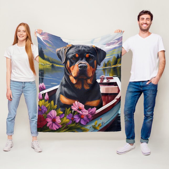 Rottweiler på paddel: Ett naturskönt äventyr Fleecefilt (På plats)