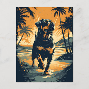 Rottweiler på stranden vykort