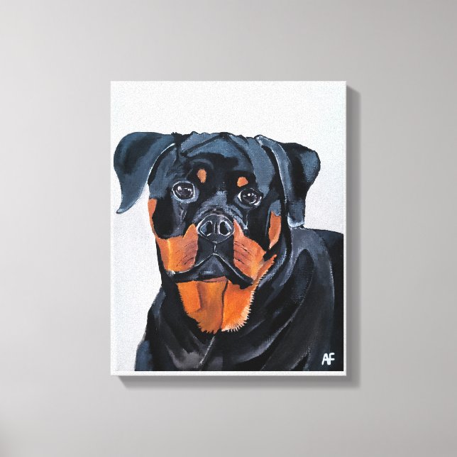 Rottweiler Painting av Alfred Fox Canvastryck (Framsida)