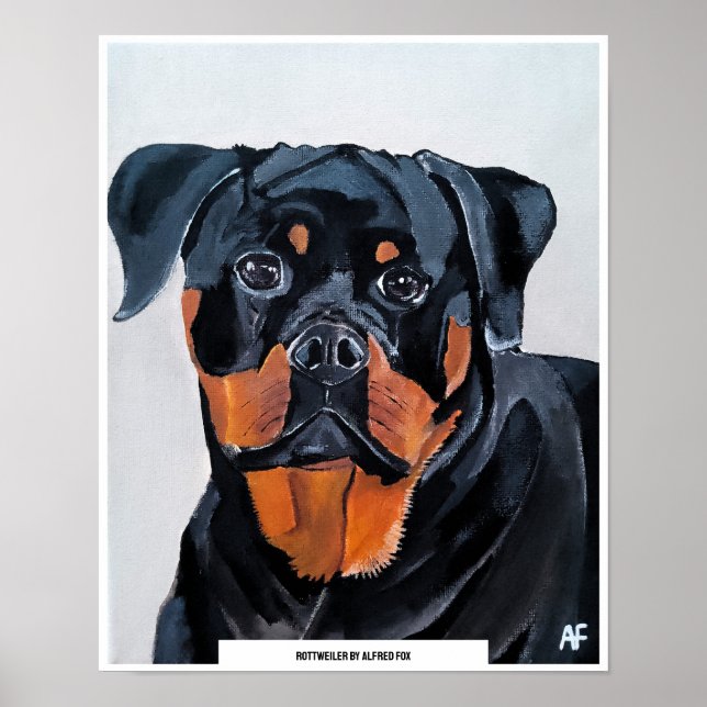 Rottweiler Painting av Alfred Fox Poster (Framsidan)