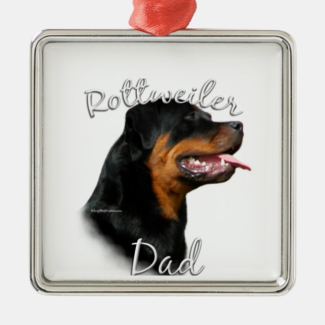 Rottweiler Pappa 2 Julgransprydnad Metall (Framsidan)