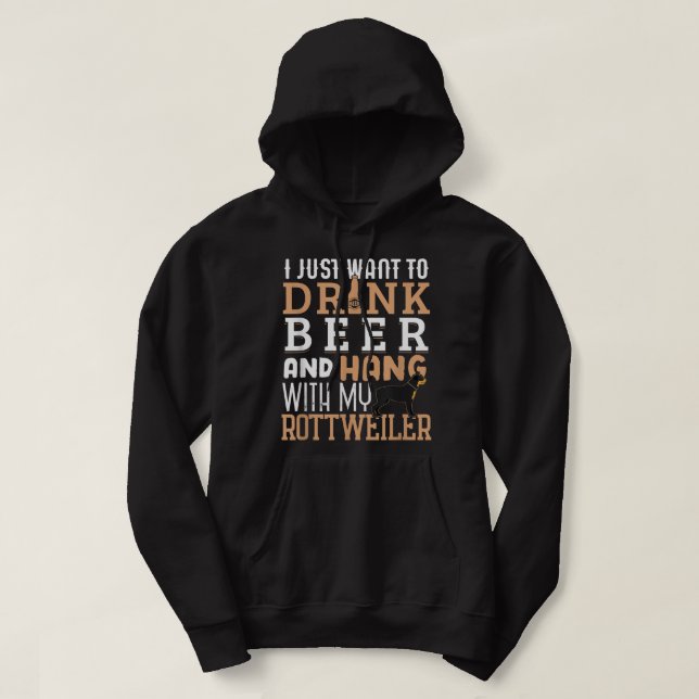 Rottweiler Pappa Funny Fars dag Rottie Hund Beer Hoodie (Design framsida)