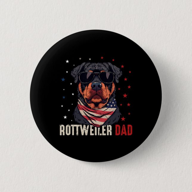 Rottweiler Pappa Usa Stars 4:e juli Far Knapp (Framsida)