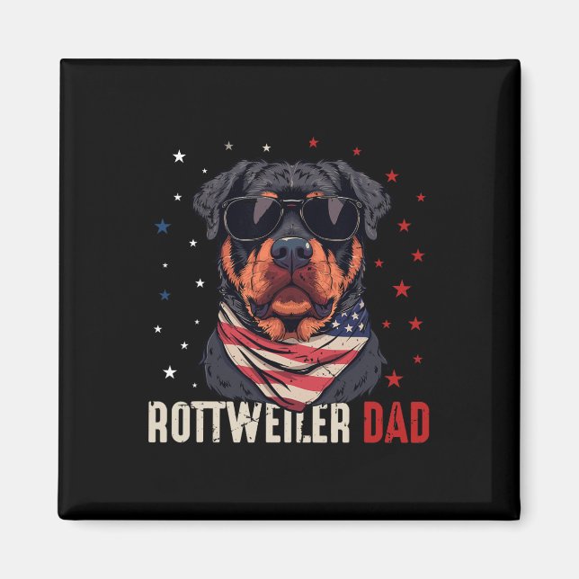 Rottweiler Pappa Usa Stars 4:e juli Far Magnet (Framsidan)