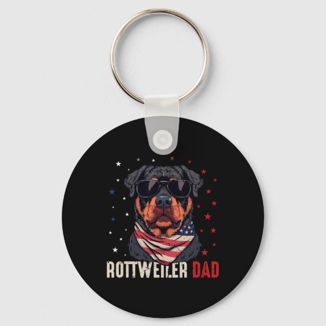Rottweiler Pappa Usa Stars 4:e juli Far Nyckelring (Framsida)