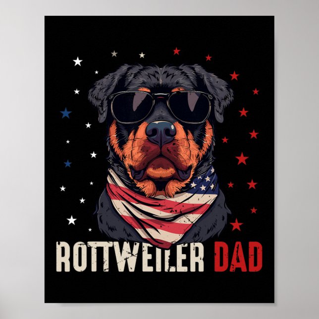 Rottweiler Pappa Usa Stars 4:e juli Far Poster (Framsidan)