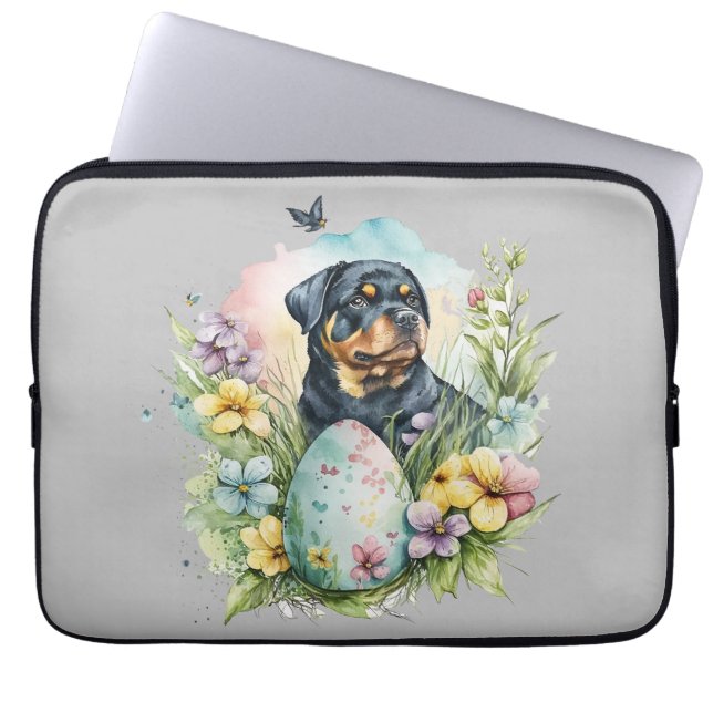 Rottweiler Påskägg, Glad påsk Rottweiler Laptop Fodral (Framsidan)