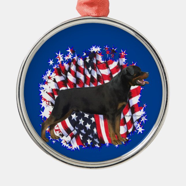 Rottweiler Patriot Julgransprydnad Metall (Framsidan)