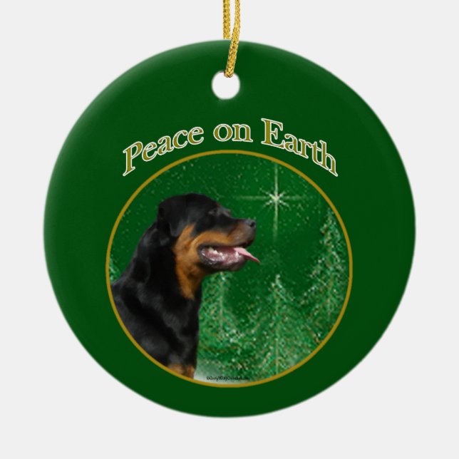 Rottweiler Peace Julgransprydnad Keramik (Framsidan)