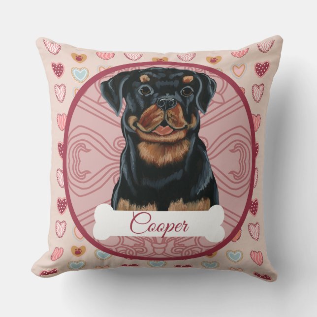 Rottweiler Personalize Valentine Pillow Kudde (Framsida)