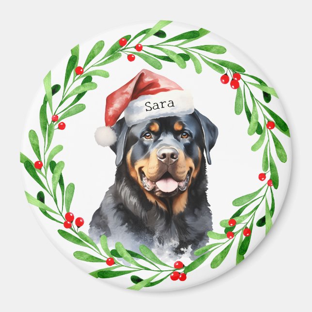 Rottweiler-Personligen Monogram Namn Magnet (Framsidan)