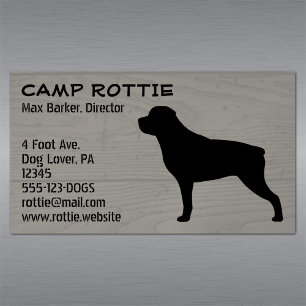 Rottweiler Pet Hund Silhouette   Rottie Rustic Magnetiska Visitkort