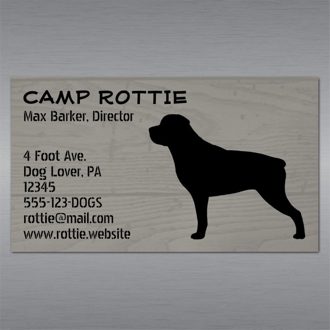 Rottweiler Pet Hund Silhouette | Rottie Rustic Magnetiska Visitkort (Skapare uppladdad)