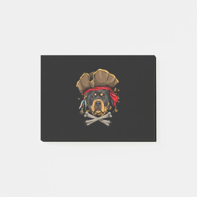 Rottweiler Pirat Hund Halloween Jolly Roger Gift Post-it Block (Framsida)