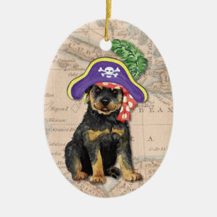Rottweiler pirat julgransprydnad keramik