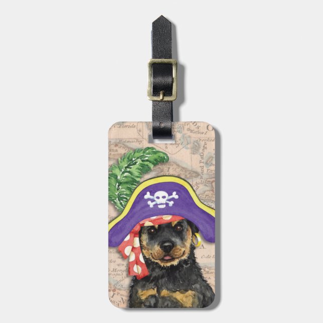 Rottweiler Pirat Luggage Tag Bagagebricka (Vertikal Framsida)