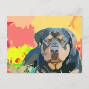 Rottweiler Porträtt-målning Vykort