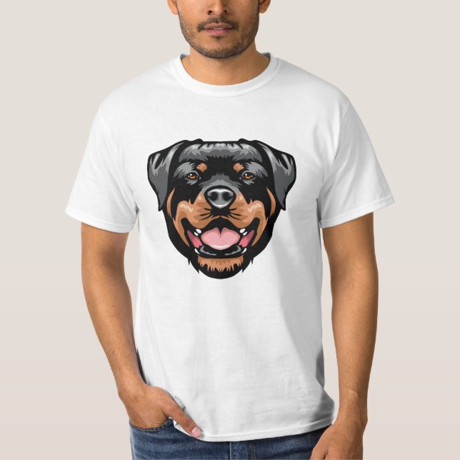 Rottweiler Porträtt Teckning T Shirt (Framsida)