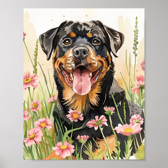 Rottweiler Poster Gift for Hundälskares Wall Art (Framsidan)