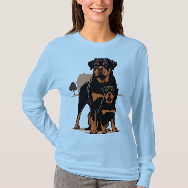 Rottweiler - Protective Family Pet T Shirt (Framsida)