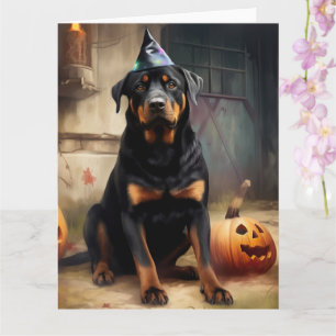 Rottweiler Pumpak Halloween Skräckinjagande Kort