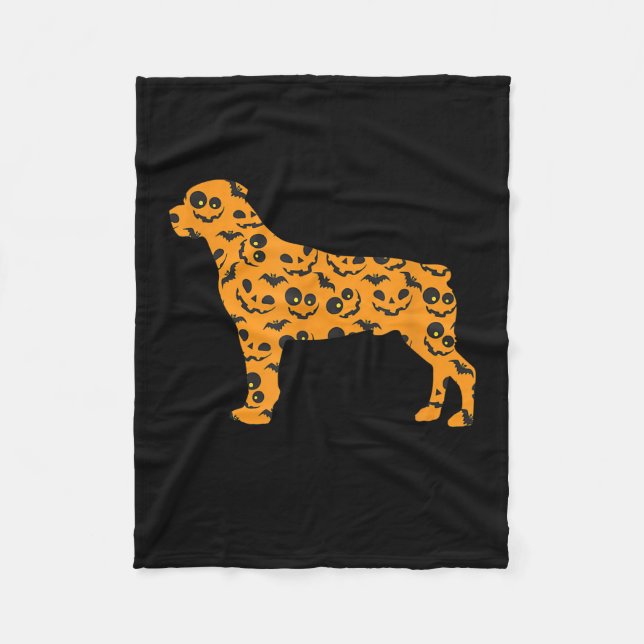 Rottweiler Pumpkin Fladdermus Shape Funny Scary Ha Fleecefilt (Framsidan)