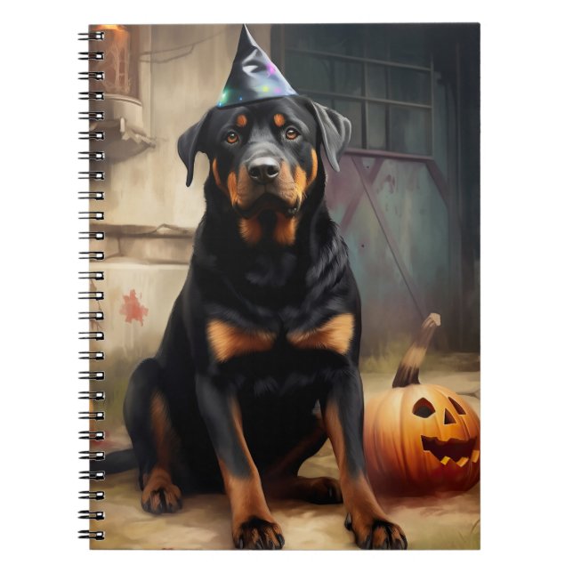 Rottweiler Pumpkins Halloween Scary Anteckningsbok (Framsidan)