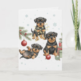Rottweiler Puppies Christmas Card Kort