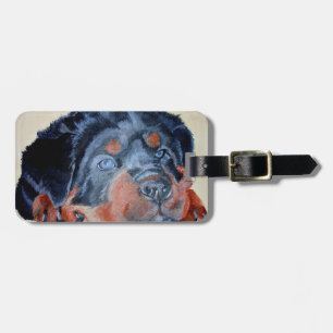Rottweiler Puppy Artistic Pet Porträtt Bagagebricka