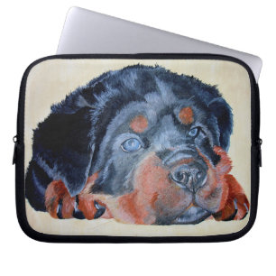 Rottweiler Puppy Artistic Pet Porträtt Laptop Fodral