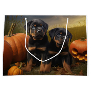 Rottweiler Puppy Autumn Delight Pumpkin