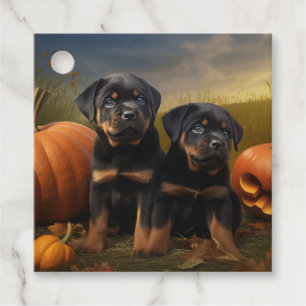 Rottweiler Puppy Autumn Delight Pumpkin Gåvor Etiketter