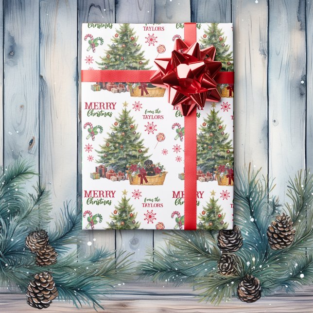 Rottweiler Puppy Basket under Träd Presentpapper (Skapare uppladdad)