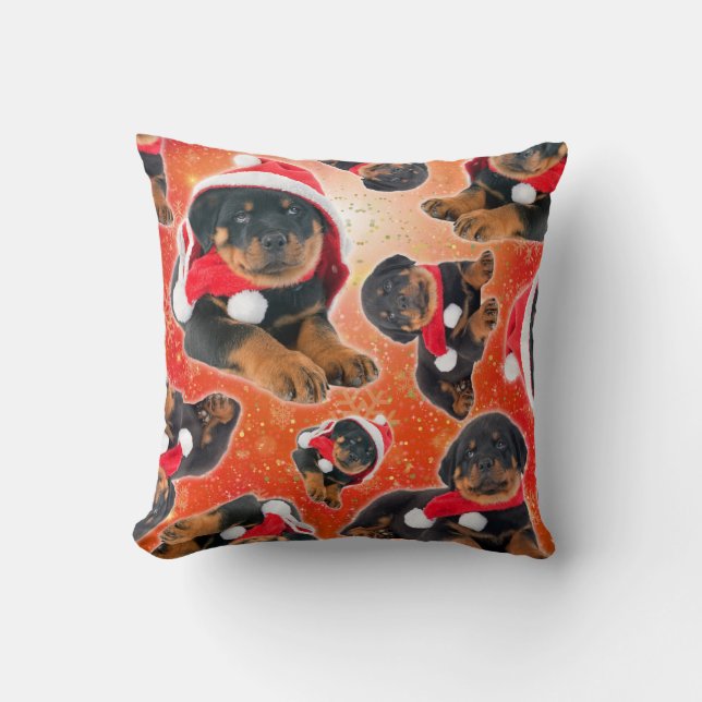 Rottweiler Puppy Funny Christmas Kudde (Framsida)