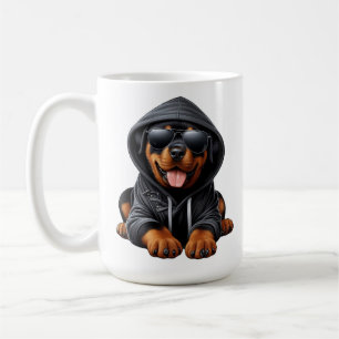 Rottweiler Puppy in Hooded Sweatshirt Kaffemugg