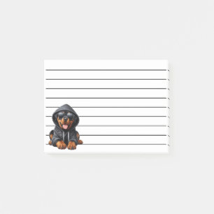 Rottweiler Puppy in Hooded Sweatshirt Post-it Block