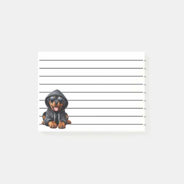 Rottweiler Puppy in Hooded Sweatshirt Post-it Block (Framsida)