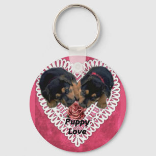 Rottweiler Puppy Kärlek Valentineser Nyckelring