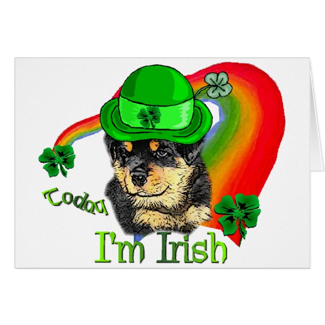 Rottweiler Puppy St Pattys Hälsningskort (Framsidan Horizontal)