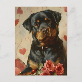 Rottweiler Puppy Valentine Day Vintage Vykort