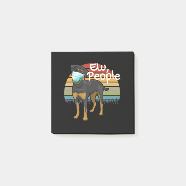 Rottweiler Puppy with Mask - Ew People -Rottweiler Post-it Block (Framsida)