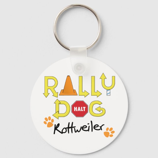 Rottweiler Rally Hund Nyckelring (Framsida)