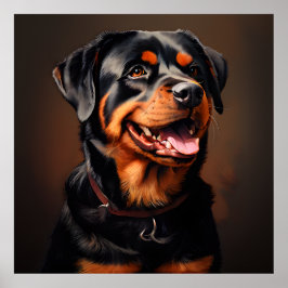 Rottweiler Realism Art Portrait Poster