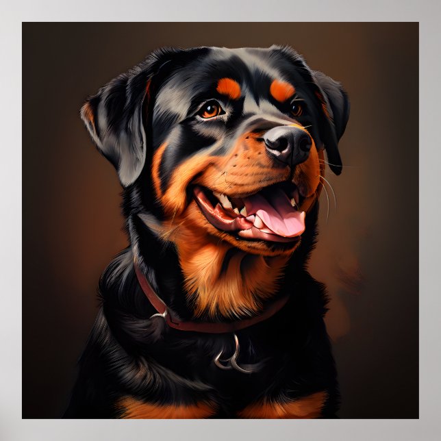 Rottweiler Realism Art Portrait Poster (Framsidan)