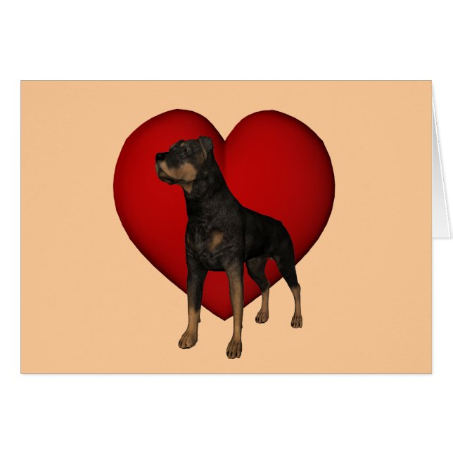 Rottweiler Red Heart Hund Card OBS Kort (Framsidan Horizontal)