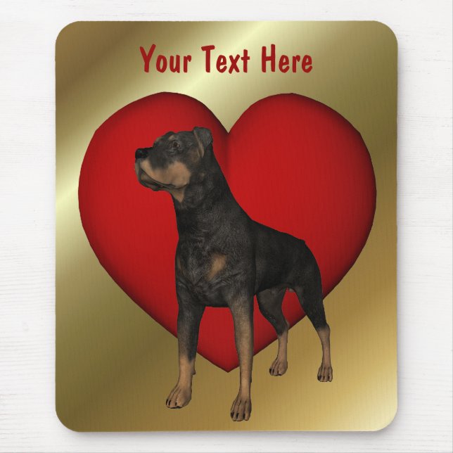 Rottweiler Red Heart Hund Mousepad Musmatta (Framsidan)