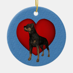 Rottweiler Red Heart Hund Ornament
